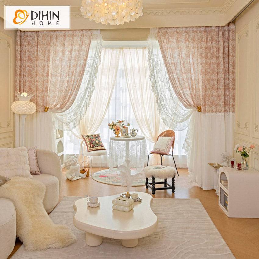 DIHIN HOME Pastoral Pink Color,Grommet Window Curtain for Living Room,52x63-inch,1 Panel Roman Shades Curtains Window Blinds custom curtains blackout curtains curtains for living room sheer curtains curtain fabric linen curtains kitchen curtains velvet curtains pinch pleat curtains bay window curtains outdoor curtains pleated curtains floral curtains dining room curtains kitchen valances drapes for bedroom patio curtains nursery curtains grommet curtains