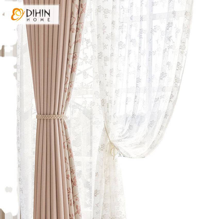DIHIN HOME Pastoral Pink Color,Grommet Window Curtain for Living Room,52x63-inch,1 Panel Roman Shades Curtains Window Blinds custom curtains blackout curtains curtains for living room sheer curtains curtain fabric linen curtains kitchen curtains velvet curtains pinch pleat curtains bay window curtains outdoor curtains pleated curtains floral curtains dining room curtains kitchen valances drapes for bedroom patio curtains nursery curtains grommet curtains