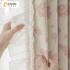 DIHIN HOME Pastoral Pink Flowers Printed,Blackout Grommet Window Curtain Customized Curtain Drapes for Living Room Roman Shades Curtains Window Blinds custom curtains blackout curtains curtains for living room sheer curtains curtain fabric linen curtains kitchen curtains velvet curtains pinch pleat curtains bay window curtains outdoor curtains pleated curtains floral curtains dining room curtains kitchen valances drapes for bedroom patio curtains nursery curtains grommet curtains
