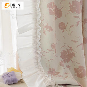 DIHIN HOME Pastoral Pink Flowers Printed,Blackout Grommet Window Curtain Customized Curtain Drapes for Living Room Roman Shades Curtains Window Blinds custom curtains blackout curtains curtains for living room sheer curtains curtain fabric linen curtains kitchen curtains velvet curtains pinch pleat curtains bay window curtains outdoor curtains pleated curtains floral curtains dining room curtains kitchen valances drapes for bedroom patio curtains nursery curtains grommet curtains