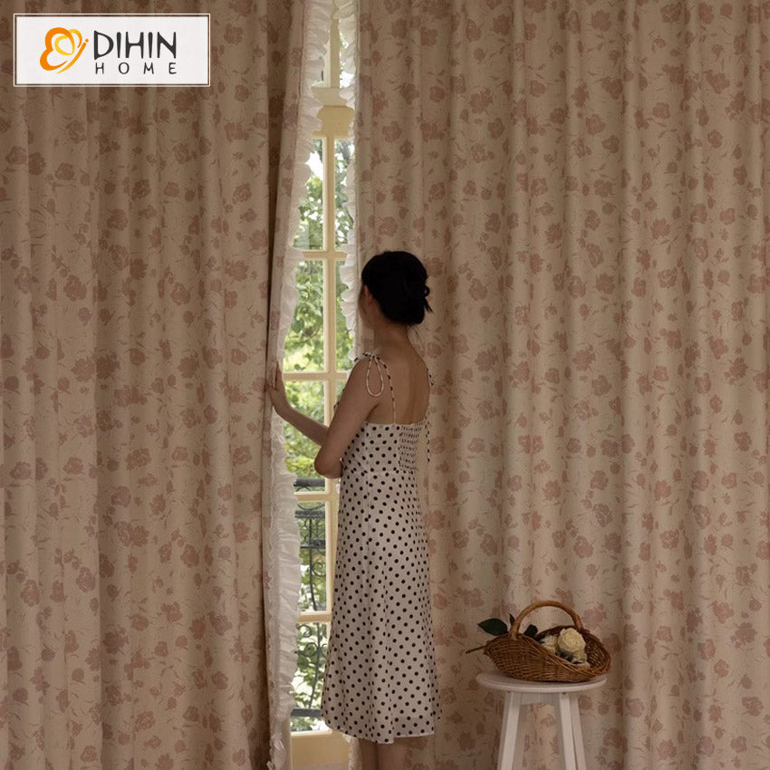DIHIN HOME Pastoral Pink Flowers Printed,Blackout Grommet Window Curtain Customized Curtain Drapes for Living Room Roman Shades Curtains Window Blinds custom curtains blackout curtains curtains for living room sheer curtains curtain fabric linen curtains kitchen curtains velvet curtains pinch pleat curtains bay window curtains outdoor curtains pleated curtains floral curtains dining room curtains kitchen valances drapes for bedroom patio curtains nursery curtains grommet curtains