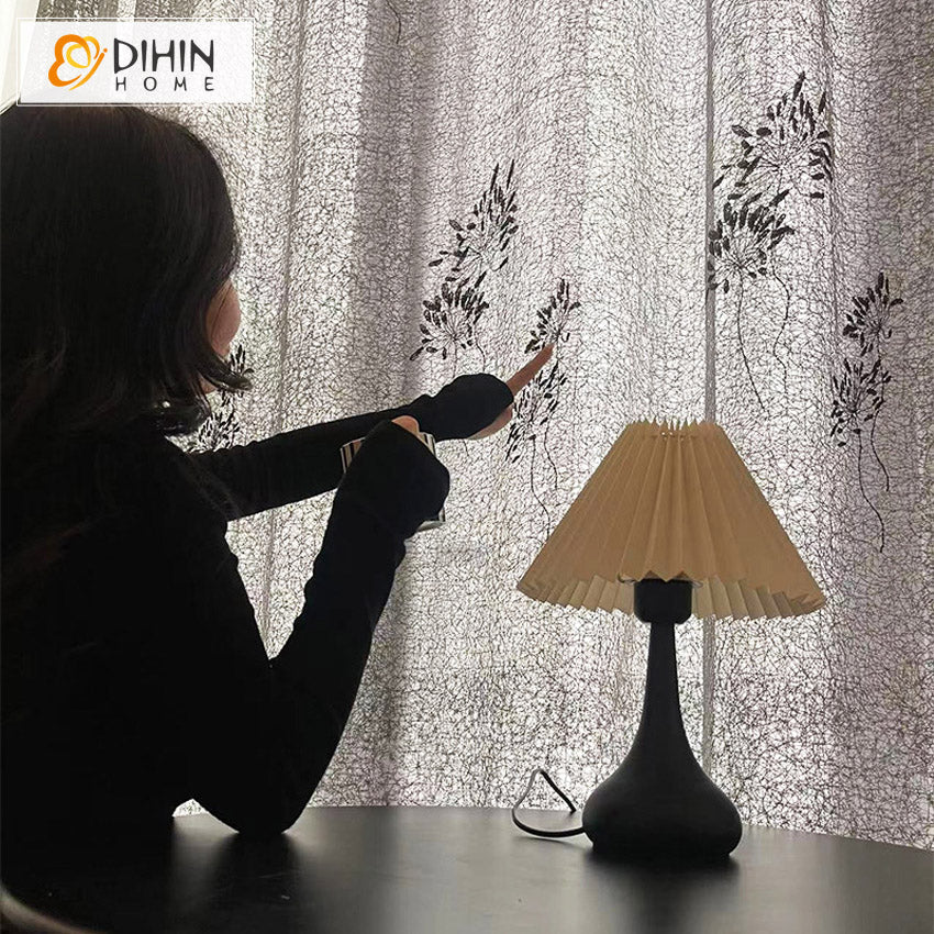 DIHIN HOME Pastoral Plants Embroidered,Blackout Grommet Window Sheer Curtain for Living Room,52x63-inch,1 Panel Roman Shades Curtains Window Blinds custom curtains blackout curtains curtains for living room sheer curtains curtain fabric linen curtains kitchen curtains velvet curtains pinch pleat curtains bay window curtains outdoor curtains pleated curtains floral curtains dining room curtains kitchen valances drapes for bedroom patio curtains nursery curtains grommet curtains