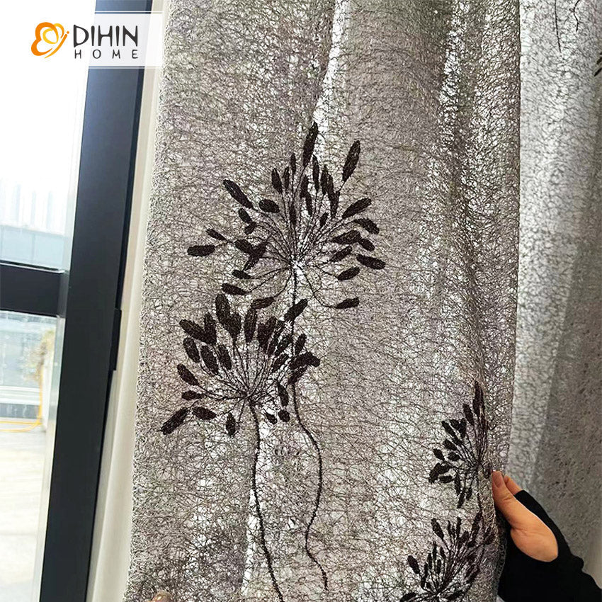 DIHIN HOME Pastoral Plants Embroidered,Blackout Grommet Window Sheer Curtain for Living Room,52x63-inch,1 Panel Roman Shades Curtains Window Blinds custom curtains blackout curtains curtains for living room sheer curtains curtain fabric linen curtains kitchen curtains velvet curtains pinch pleat curtains bay window curtains outdoor curtains pleated curtains floral curtains dining room curtains kitchen valances drapes for bedroom patio curtains nursery curtains grommet curtains
