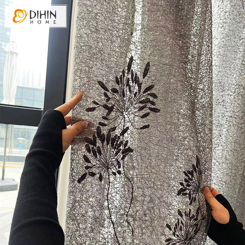 DIHIN HOME Pastoral Plants Embroidered,Blackout Grommet Window Sheer Curtain for Living Room,52x63-inch,1 Panel Roman Shades Curtains Window Blinds custom curtains blackout curtains curtains for living room sheer curtains curtain fabric linen curtains kitchen curtains velvet curtains pinch pleat curtains bay window curtains outdoor curtains pleated curtains floral curtains dining room curtains kitchen valances drapes for bedroom patio curtains nursery curtains grommet curtains