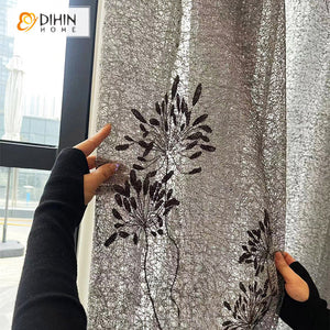 DIHIN HOME Pastoral Plants Embroidered,Blackout Grommet Window Sheer Curtain for Living Room,52x63-inch,1 Panel Roman Shades Curtains Window Blinds custom curtains blackout curtains curtains for living room sheer curtains curtain fabric linen curtains kitchen curtains velvet curtains pinch pleat curtains bay window curtains outdoor curtains pleated curtains floral curtains dining room curtains kitchen valances drapes for bedroom patio curtains nursery curtains grommet curtains