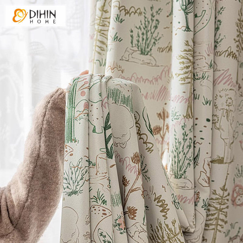 DIHIN HOME Pastoral Plants Printed,Blackout Grommet Window Curtain for Living Room Roman Shades Curtains Window Blinds custom curtains blackout curtains curtains for living room sheer curtains curtain fabric linen curtains kitchen curtains velvet curtains pinch pleat curtains bay window curtains outdoor curtains pleated curtains floral curtains dining room curtains kitchen valances drapes for bedroom patio curtains nursery curtains grommet curtains
