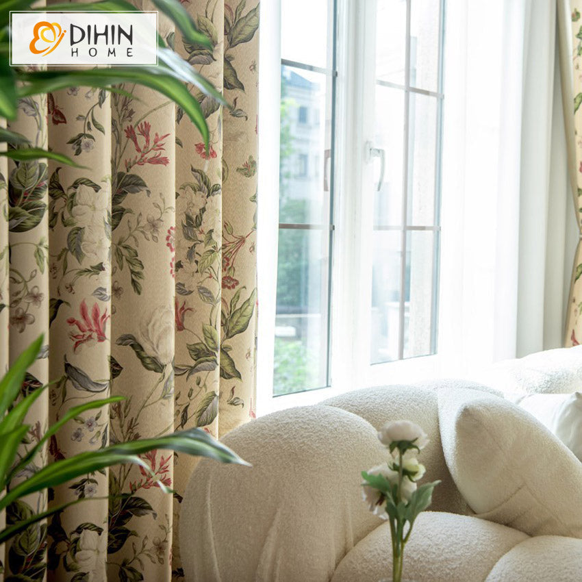 DIHIN HOME Pastoral Printed,Grommet Window Curtain for Living Room,52x63-inch,1 Panel Roman Shades Curtains Window Blinds custom curtains blackout curtains curtains for living room sheer curtains curtain fabric linen curtains kitchen curtains velvet curtains pinch pleat curtains bay window curtains outdoor curtains pleated curtains floral curtains dining room curtains kitchen valances drapes for bedroom patio curtains nursery curtains grommet curtains