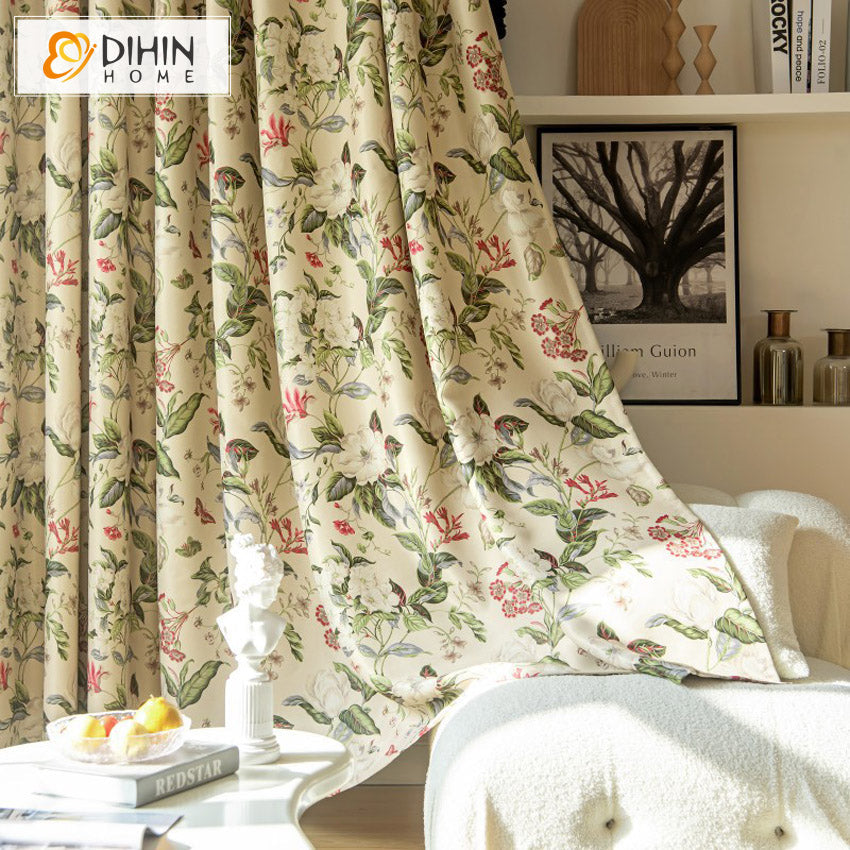 DIHIN HOME Pastoral Printed,Grommet Window Curtain for Living Room,52x63-inch,1 Panel Roman Shades Curtains Window Blinds custom curtains blackout curtains curtains for living room sheer curtains curtain fabric linen curtains kitchen curtains velvet curtains pinch pleat curtains bay window curtains outdoor curtains pleated curtains floral curtains dining room curtains kitchen valances drapes for bedroom patio curtains nursery curtains grommet curtains