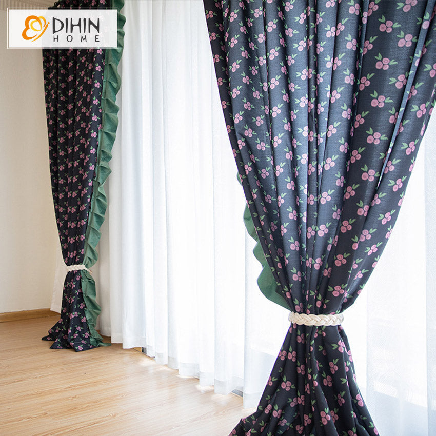 DIHIN HOME Pastoral Retro Cotton Linen Fabric Printed,Half Blackout Grommet Window Curtain for Living Room ,52x63-inch,1 Panel Roman Shades Curtains Window Blinds custom curtains blackout curtains curtains for living room sheer curtains curtain fabric linen curtains kitchen curtains velvet curtains pinch pleat curtains bay window curtains outdoor curtains pleated curtains floral curtains dining room curtains kitchen valances drapes for bedroom patio curtains nursery curtains grommet curtains
