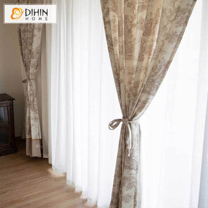 DIHIN HOME Pastoral Retro Landscapes Cotton Linen Fabric Printed,Half Blackout Grommet Window Curtain for Living Room ,52x63-inch,1 Panel Roman Shades Curtains Window Blinds custom curtains blackout curtains curtains for living room sheer curtains curtain fabric linen curtains kitchen curtains velvet curtains pinch pleat curtains bay window curtains outdoor curtains pleated curtains floral curtains dining room curtains kitchen valances drapes for bedroom patio curtains nursery curtains grommet curtains