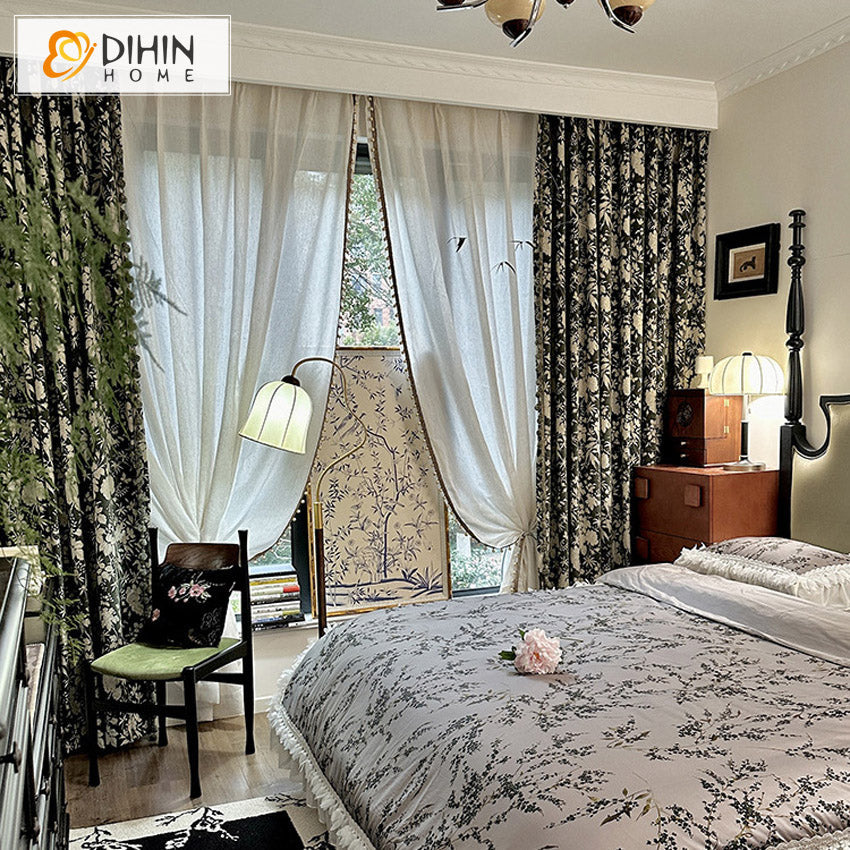 DIHIN HOME Pastoral Retro Leaves Jacquard,Blackout Grommet Window Curtain For Living Room ,52x63-inch,1  Panel Roman Shades Curtains Window Blinds custom curtains blackout curtains curtains for living room sheer curtains curtain fabric linen curtains kitchen curtains velvet curtains pinch pleat curtains bay window curtains outdoor curtains pleated curtains floral curtains dining room curtains kitchen valances drapes for bedroom patio curtains nursery curtains grommet curtains