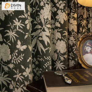 DIHIN HOME Pastoral Retro Leaves Jacquard,Blackout Grommet Window Curtain For Living Room ,52x63-inch,1  Panel Roman Shades Curtains Window Blinds custom curtains blackout curtains curtains for living room sheer curtains curtain fabric linen curtains kitchen curtains velvet curtains pinch pleat curtains bay window curtains outdoor curtains pleated curtains floral curtains dining room curtains kitchen valances drapes for bedroom patio curtains nursery curtains grommet curtains