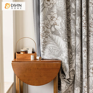 DIHIN HOME Pastoral Retro Leaves Jacquard,Blackout Grommet Window Curtain for Living Room ,52x63-inch,1 Panel Roman Shades Curtains Window Blinds custom curtains blackout curtains curtains for living room sheer curtains curtain fabric linen curtains kitchen curtains velvet curtains pinch pleat curtains bay window curtains outdoor curtains pleated curtains floral curtains dining room curtains kitchen valances drapes for bedroom patio curtains nursery curtains grommet curtains