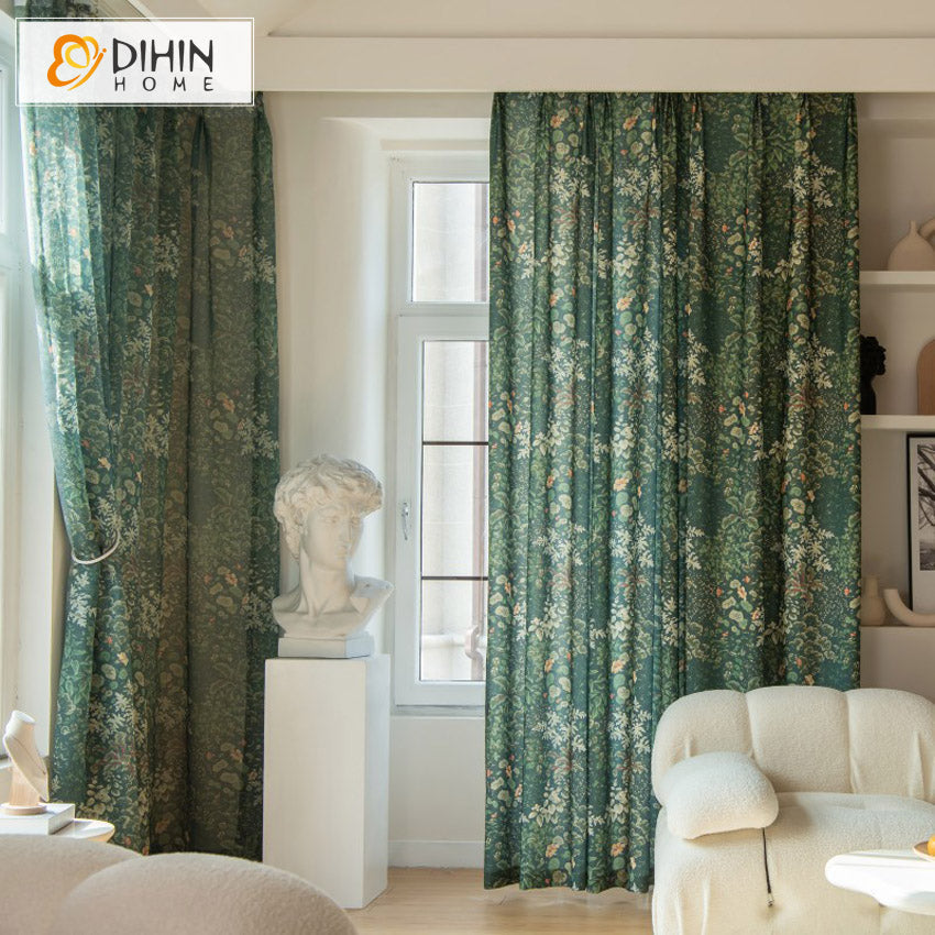 DIHIN HOME Pastoral Retro Plants Printed,Grommet Window Curtain for Living Room,52x63-inch,1 Panel Roman Shades Curtains Window Blinds custom curtains blackout curtains curtains for living room sheer curtains curtain fabric linen curtains kitchen curtains velvet curtains pinch pleat curtains bay window curtains outdoor curtains pleated curtains floral curtains dining room curtains kitchen valances drapes for bedroom patio curtains nursery curtains grommet curtains