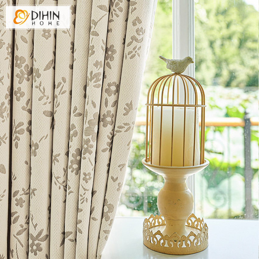DIHIN HOME Pastoral Small Flowers Jacquard,Blackout Grommet Window Curtain For Living Room ,52x63-inch,1  Panel Roman Shades Curtains Window Blinds custom curtains blackout curtains curtains for living room sheer curtains curtain fabric linen curtains kitchen curtains velvet curtains pinch pleat curtains bay window curtains outdoor curtains pleated curtains floral curtains dining room curtains kitchen valances drapes for bedroom patio curtains nursery curtains grommet curtains