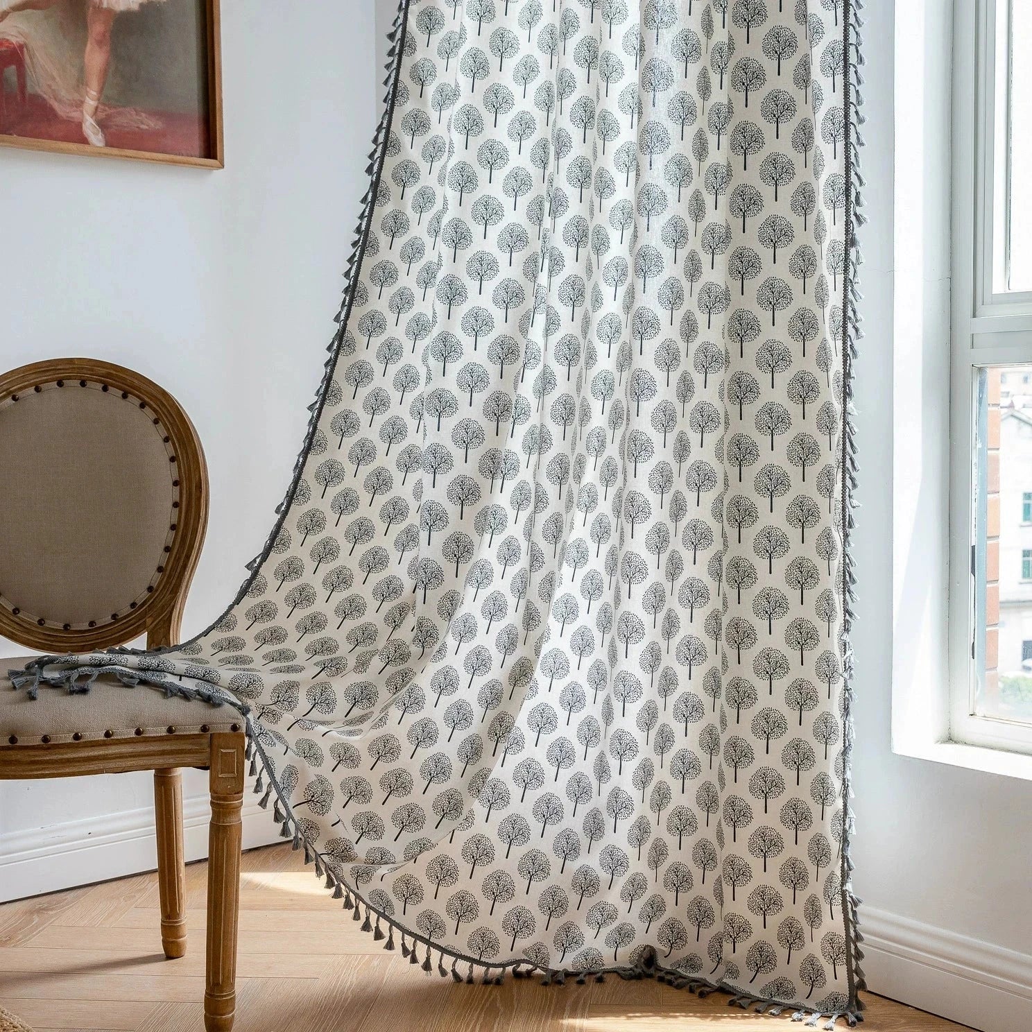 DIHIN HOME Pastoral Small Tree Printed,Blackout Grommet Window Curtain for Living Room ,52x63-inch,1 Panel Roman Shades Curtains Window Blinds custom curtains blackout curtains curtains for living room sheer curtains curtain fabric linen curtains kitchen curtains velvet curtains pinch pleat curtains bay window curtains outdoor curtains pleated curtains floral curtains dining room curtains kitchen valances drapes for bedroom patio curtains nursery curtains grommet curtains