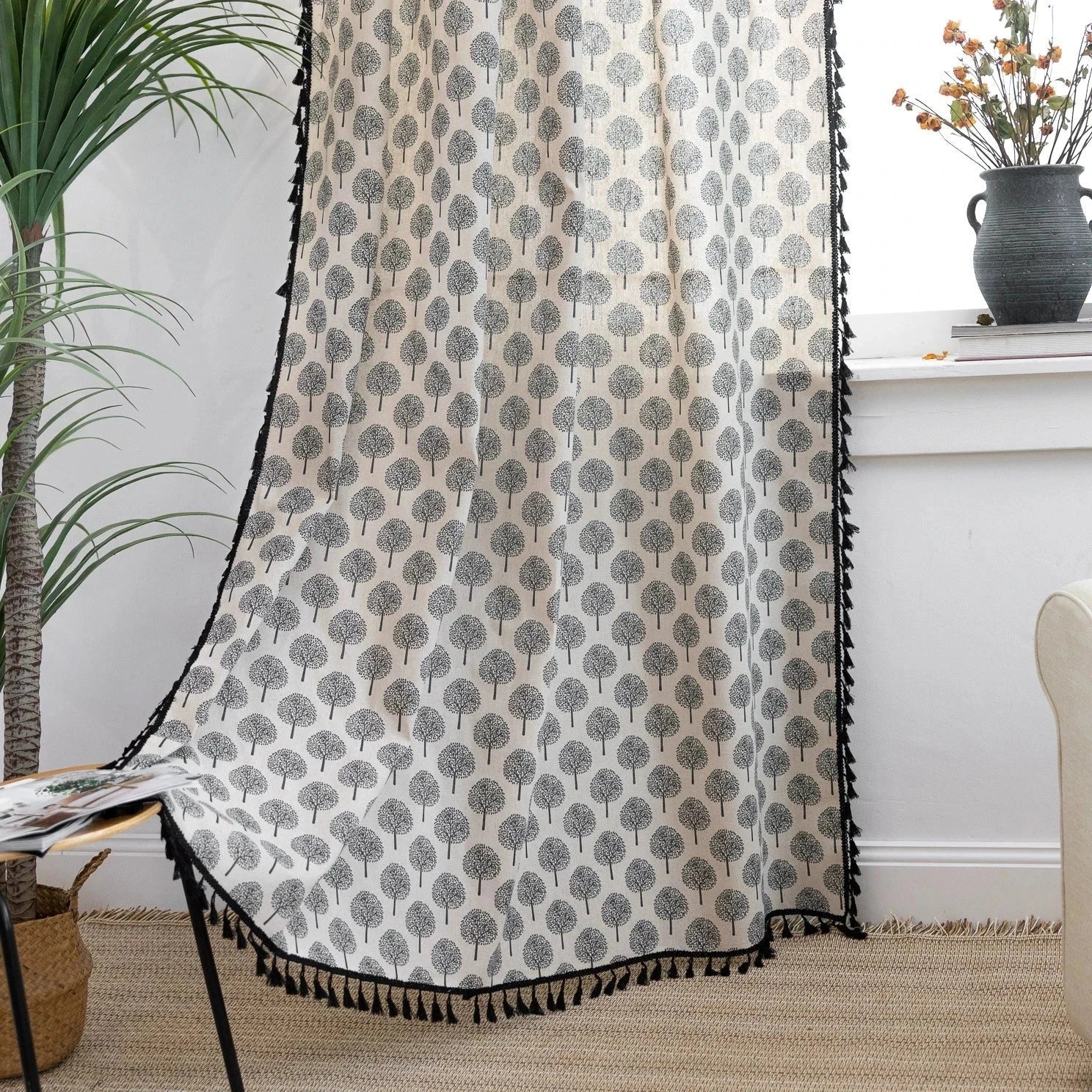 DIHIN HOME Pastoral Small Tree Printed,Blackout Grommet Window Curtain for Living Room ,52x63-inch,1 Panel Roman Shades Curtains Window Blinds custom curtains blackout curtains curtains for living room sheer curtains curtain fabric linen curtains kitchen curtains velvet curtains pinch pleat curtains bay window curtains outdoor curtains pleated curtains floral curtains dining room curtains kitchen valances drapes for bedroom patio curtains nursery curtains grommet curtains