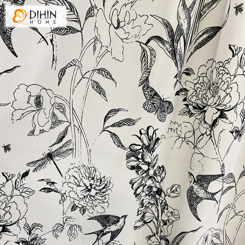 DIHIN HOME Pastoral Swallows Printed,Blackout Grommet Window Curtain For Living Room ,52x63-inch,1  Panel Roman Shades Curtains Window Blinds custom curtains blackout curtains curtains for living room sheer curtains curtain fabric linen curtains kitchen curtains velvet curtains pinch pleat curtains bay window curtains outdoor curtains pleated curtains floral curtains dining room curtains kitchen valances drapes for bedroom patio curtains nursery curtains grommet curtains