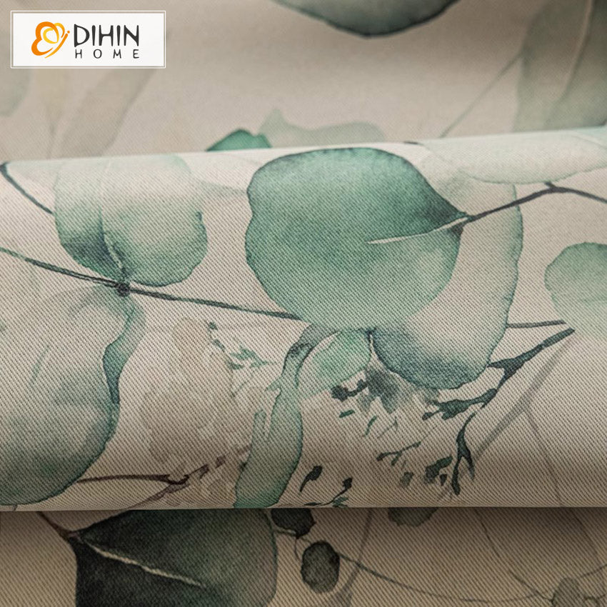 DIHIN HOME Pastoral Thickness Green Leaves Printed,Blackout Grommet Window Curtain Customized Curtain Drapes for Living Room Roman Shades Curtains Window Blinds custom curtains blackout curtains curtains for living room sheer curtains curtain fabric linen curtains kitchen curtains velvet curtains pinch pleat curtains bay window curtains outdoor curtains pleated curtains floral curtains dining room curtains kitchen valances drapes for bedroom patio curtains nursery curtains grommet curtains