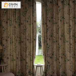 DIHIN HOME Pastoral Thickness Green Leaves Printed,Blackout Grommet Window Curtain Customized Curtain Drapes for Living Room Roman Shades Curtains Window Blinds custom curtains blackout curtains curtains for living room sheer curtains curtain fabric linen curtains kitchen curtains velvet curtains pinch pleat curtains bay window curtains outdoor curtains pleated curtains floral curtains dining room curtains kitchen valances drapes for bedroom patio curtains nursery curtains grommet curtains