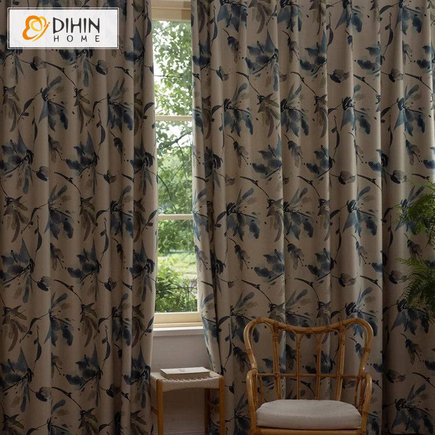 DIHIN HOME Pastoral Thickness Leaves Printed,Blackout Grommet Window Curtain Customized Curtain Drapes for Living Room Roman Shades Curtains Window Blinds custom curtains blackout curtains curtains for living room sheer curtains curtain fabric linen curtains kitchen curtains velvet curtains pinch pleat curtains bay window curtains outdoor curtains pleated curtains floral curtains dining room curtains kitchen valances drapes for bedroom patio curtains nursery curtains grommet curtains