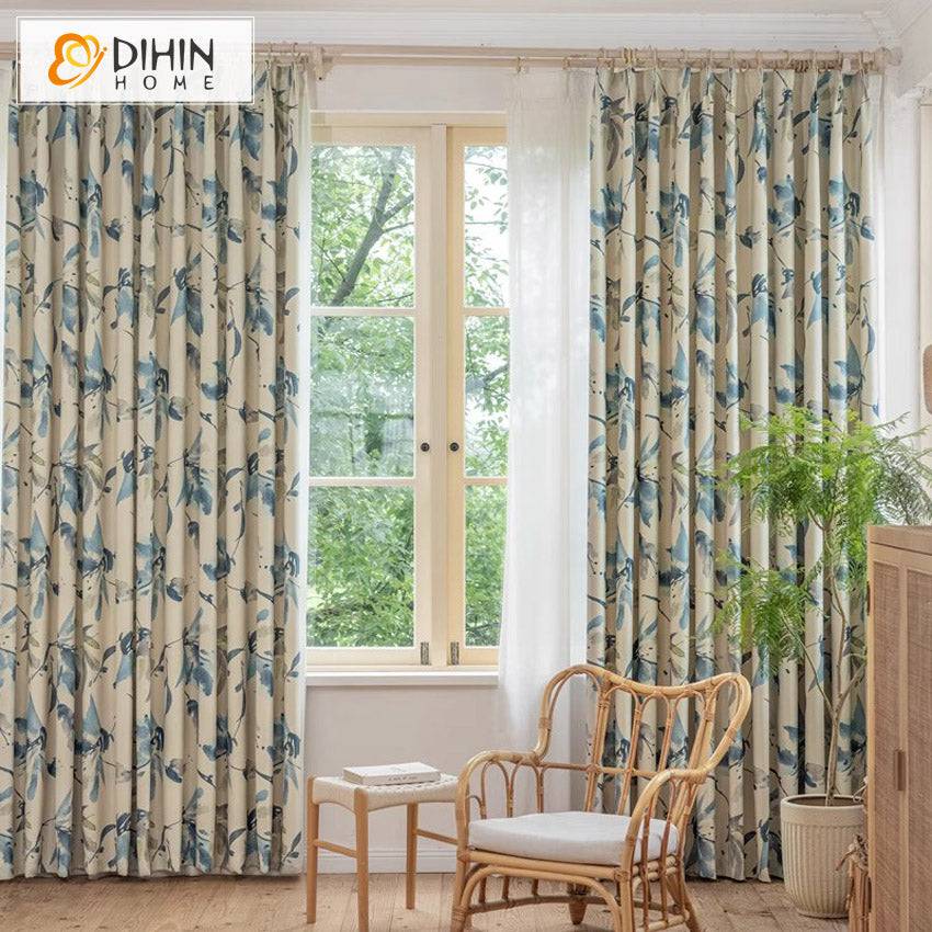 DIHIN HOME Pastoral Thickness Leaves Printed,Blackout Grommet Window Curtain Customized Curtain Drapes for Living Room Roman Shades Curtains Window Blinds custom curtains blackout curtains curtains for living room sheer curtains curtain fabric linen curtains kitchen curtains velvet curtains pinch pleat curtains bay window curtains outdoor curtains pleated curtains floral curtains dining room curtains kitchen valances drapes for bedroom patio curtains nursery curtains grommet curtains