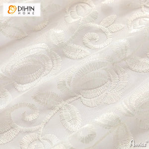DIHIN HOME Pastoral White Embroidered,Grommet Window Sheer Curtain for Living Room ,52x63-inch,1 Panel Roman Shades Curtains Window Blinds custom curtains blackout curtains curtains for living room sheer curtains curtain fabric linen curtains kitchen curtains velvet curtains pinch pleat curtains bay window curtains outdoor curtains pleated curtains floral curtains dining room curtains kitchen valances drapes for bedroom patio curtains nursery curtains grommet curtains
