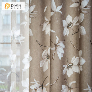 DIHIN HOME Pastoral White Flowers Printed,Grommet Window Curtain for Living Room,52x63-inch,1 Panel Roman Shades Curtains Window Blinds custom curtains blackout curtains curtains for living room sheer curtains curtain fabric linen curtains kitchen curtains velvet curtains pinch pleat curtains bay window curtains outdoor curtains pleated curtains floral curtains dining room curtains kitchen valances drapes for bedroom patio curtains nursery curtains grommet curtains