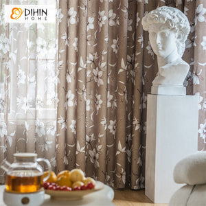 DIHIN HOME Pastoral White Flowers Printed,Grommet Window Curtain for Living Room,52x63-inch,1 Panel Roman Shades Curtains Window Blinds custom curtains blackout curtains curtains for living room sheer curtains curtain fabric linen curtains kitchen curtains velvet curtains pinch pleat curtains bay window curtains outdoor curtains pleated curtains floral curtains dining room curtains kitchen valances drapes for bedroom patio curtains nursery curtains grommet curtains