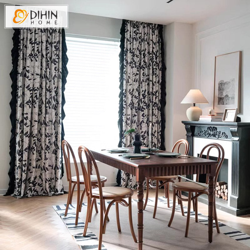 DIHIN HOME Pastoral White Flowers Printed,Grommet Window Curtain for Living Room,Customzied Curtains Roman Shades Curtains Window Blinds custom curtains blackout curtains curtains for living room sheer curtains curtain fabric linen curtains kitchen curtains velvet curtains pinch pleat curtains bay window curtains outdoor curtains pleated curtains floral curtains dining room curtains kitchen valances drapes for bedroom patio curtains nursery curtains grommet curtains