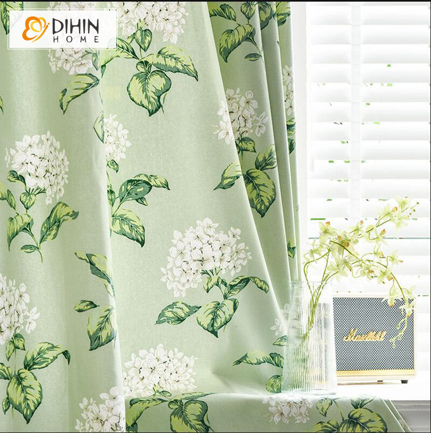 DIHIN HOME Pastoral White Flowers Printed,Half Blackout Grommet Window Curtain for Living Room ,52x63-inch,1 Panel Roman Shades Curtains Window Blinds custom curtains blackout curtains curtains for living room sheer curtains curtain fabric linen curtains kitchen curtains velvet curtains pinch pleat curtains bay window curtains outdoor curtains pleated curtains floral curtains dining room curtains kitchen valances drapes for bedroom patio curtains nursery curtains grommet curtains