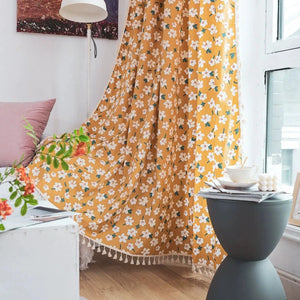 DIHIN HOME Pastoral Yellow Fabric White Flowers Printed,Blackout Grommet Window Curtain for Living Room ,52x63-inch,1 Panel Roman Shades Curtains Window Blinds custom curtains blackout curtains curtains for living room sheer curtains curtain fabric linen curtains kitchen curtains velvet curtains pinch pleat curtains bay window curtains outdoor curtains pleated curtains floral curtains dining room curtains kitchen valances drapes for bedroom patio curtains nursery curtains grommet curtains