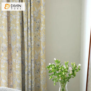 DIHIN HOME Pastoral Yellow Flowers Printed,Blackout Grommet Window Curtain for Living Room ,52x63-inch,1 Panel Roman Shades Curtains Window Blinds custom curtains blackout curtains curtains for living room sheer curtains curtain fabric linen curtains kitchen curtains velvet curtains pinch pleat curtains bay window curtains outdoor curtains pleated curtains floral curtains dining room curtains kitchen valances drapes for bedroom patio curtains nursery curtains grommet curtains