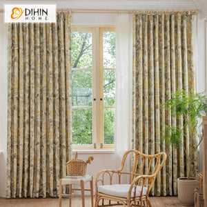 DIHIN HOME Pastoral Yellow Leaves Printed,Blackout Grommet Window Curtain Customized Curtain Drapes for Living Room Roman Shades Curtains Window Blinds custom curtains blackout curtains curtains for living room sheer curtains curtain fabric linen curtains kitchen curtains velvet curtains pinch pleat curtains bay window curtains outdoor curtains pleated curtains floral curtains dining room curtains kitchen valances drapes for bedroom patio curtains nursery curtains grommet curtains