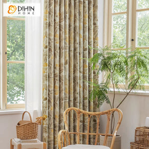 DIHIN HOME Pastoral Yellow Leaves Printed,Blackout Grommet Window Curtain Customized Curtain Drapes for Living Room Roman Shades Curtains Window Blinds custom curtains blackout curtains curtains for living room sheer curtains curtain fabric linen curtains kitchen curtains velvet curtains pinch pleat curtains bay window curtains outdoor curtains pleated curtains floral curtains dining room curtains kitchen valances drapes for bedroom patio curtains nursery curtains grommet curtains