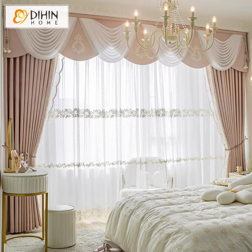 DIHIN HOME Pink Color Luxurious Valance,Blackout Curtains Grommet Window Curtain for Living Room Roman Shades Curtains Window Blinds custom curtains blackout curtains curtains for living room sheer curtains curtain fabric linen curtains kitchen curtains velvet curtains pinch pleat curtains bay window curtains outdoor curtains pleated curtains floral curtains dining room curtains kitchen valances drapes for bedroom patio curtains nursery curtains grommet curtains