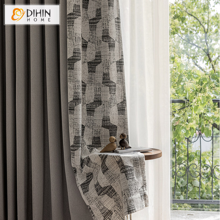 DIHIN HOME Retro Modern Geometric Jacquard,Blackout Grommet Window Curtain for Living Room,52x63-inch,1 Panel Roman Shades Curtains Window Blinds custom curtains blackout curtains curtains for living room sheer curtains curtain fabric linen curtains kitchen curtains velvet curtains pinch pleat curtains bay window curtains outdoor curtains pleated curtains floral curtains dining room curtains kitchen valances drapes for bedroom patio curtains nursery curtains grommet curtains