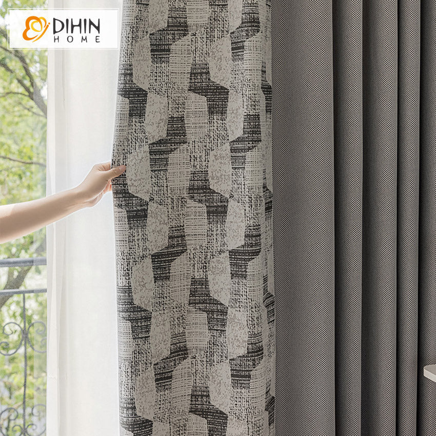 DIHIN HOME Retro Modern Geometric Jacquard,Blackout Grommet Window Curtain for Living Room,52x63-inch,1 Panel Roman Shades Curtains Window Blinds custom curtains blackout curtains curtains for living room sheer curtains curtain fabric linen curtains kitchen curtains velvet curtains pinch pleat curtains bay window curtains outdoor curtains pleated curtains floral curtains dining room curtains kitchen valances drapes for bedroom patio curtains nursery curtains grommet curtains
