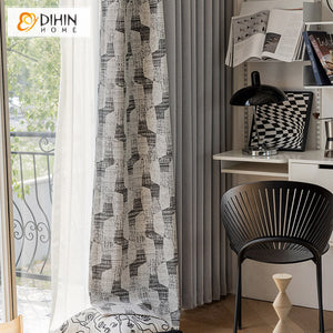DIHIN HOME Retro Modern Geometric Jacquard,Blackout Grommet Window Curtain for Living Room,52x63-inch,1 Panel Roman Shades Curtains Window Blinds custom curtains blackout curtains curtains for living room sheer curtains curtain fabric linen curtains kitchen curtains velvet curtains pinch pleat curtains bay window curtains outdoor curtains pleated curtains floral curtains dining room curtains kitchen valances drapes for bedroom patio curtains nursery curtains grommet curtains