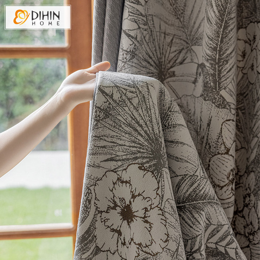 DIHIN HOME Retro Pastoral Flowers Jacquard,Blackout Grommet Window Curtain for Living Room,52x63-inch,1 Panel Roman Shades Curtains Window Blinds custom curtains blackout curtains curtains for living room sheer curtains curtain fabric linen curtains kitchen curtains velvet curtains pinch pleat curtains bay window curtains outdoor curtains pleated curtains floral curtains dining room curtains kitchen valances drapes for bedroom patio curtains nursery curtains grommet curtains