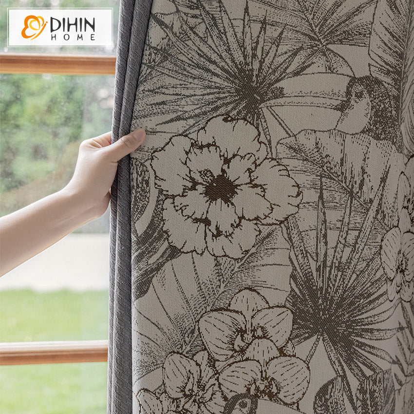 DIHIN HOME Retro Pastoral Flowers Jacquard,Blackout Grommet Window Curtain for Living Room,52x63-inch,1 Panel Roman Shades Curtains Window Blinds custom curtains blackout curtains curtains for living room sheer curtains curtain fabric linen curtains kitchen curtains velvet curtains pinch pleat curtains bay window curtains outdoor curtains pleated curtains floral curtains dining room curtains kitchen valances drapes for bedroom patio curtains nursery curtains grommet curtains