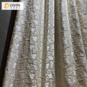 DIHINHOME Home Textile European Curtain Copy of DIHIN HOME Luxury High Precision Beige Leaves Jacquard,Grommet Window Curtain for Living Room