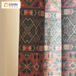 DIHINHOME Home Textile European Curtain DIHIN HOME Bohemian Abstract Geometric,Grommet Window Curtain for Living Room,Customzied Curtains