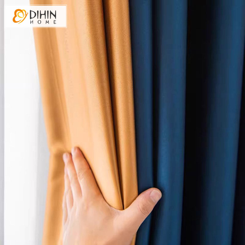 DIHINHOME Home Textile European Curtain DIHIN HOME European Blue and Orange Color,Grommet Window Curtain for Living Room,Customzied Curtains