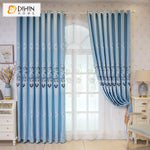DIHINHOME Home Textile European Curtain DIHIN HOME European Blue Embroidery,Blackout Curtains Grommet Window Curtain for Living Room ,52x84-inch,1 Panel