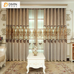DIHINHOME Home Textile European Curtain DIHIN HOME European Custom Made Emboridered,Blackout Curtains Grommet Window Curtain for Living Room ,52x84-inch,1 Panel
