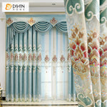 DIHINHOME Home Textile European Curtain DIHIN HOME European Foral Embroidered Valance,Blackout Curtains Grommet Window Curtain for Living Room ,52x84-inch,1 Panel