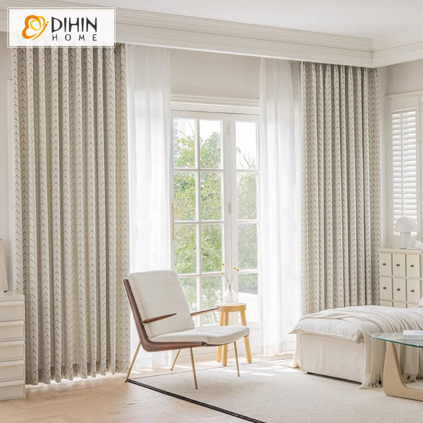 DIHINHOME Home Textile European Curtain DIHIN HOME European Geometric Jacquard,Blackout Grommet Window Curtain for Living Room ,52x63-inch,1 Panel