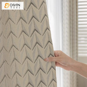 DIHINHOME Home Textile European Curtain DIHIN HOME European Geometric Jacquard,Blackout Grommet Window Curtain for Living Room ,52x63-inch,1 Panel