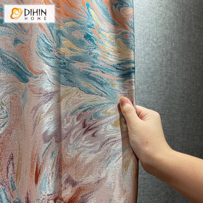 DIHINHOME Home Textile European Curtain DIHIN HOME European High Precision Abstract Painting,Grommet Window Curtain for Living Room